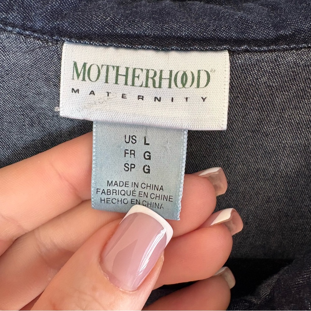 Motherhood Maternity Denim Button Down Dress Dark Blue Pregnancy Fit&Flare‎ L - Picture 3 of 8